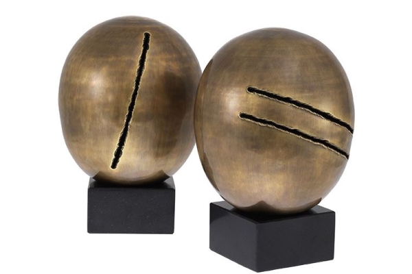 OBJECT ARTISTIC VINTAGE BRASS FINISH SET OF 2