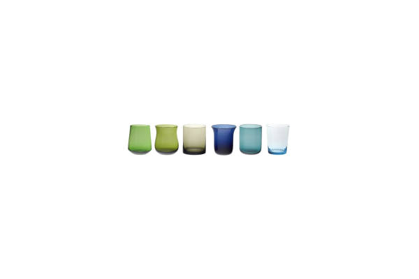 SET OF 6 TUMBLER TEXTURE BLUE/GREEN