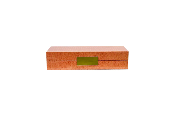Large Orange Croc Lacquer Box with Gold