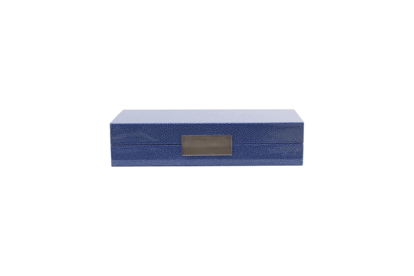 4X9 Blue Shagreen Lacquer Box with Silver