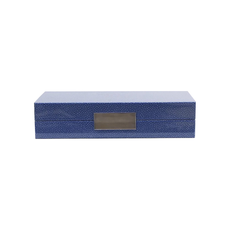 4X9 Blue Shagreen Lacquer Box with Silver