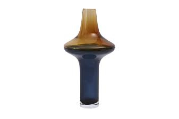 Tall Amber Over Cobalt Vase-Lg