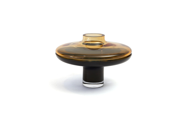 Low Amber Over Cobalt Vase