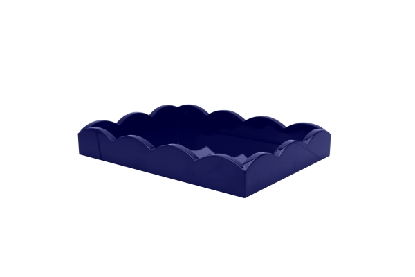 Navy Blue Small Lacquered Scalloped Tray