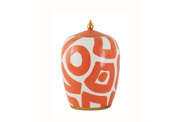 JAR 'TULUM' WHITE/ORANGE CERAMIC