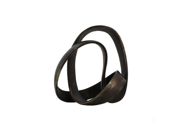 CURVED SCUPTURE IN BROWN/GOLD RESIN