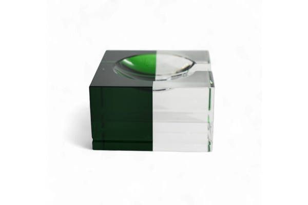 ASHTRAY IN GREEN FOREST/CLEAR CRYSTAL