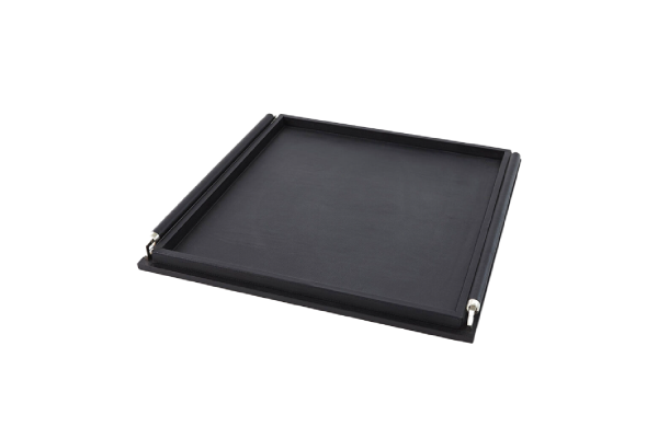 Wrapped Handle Tray Black Leather Lg