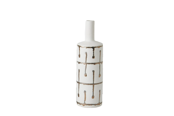 Labirinto Golden Stripe White Vase Mediano