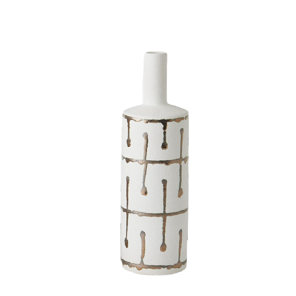 Labirinto Golden Stripe White Vase Mediano