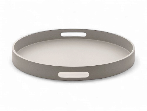 Matt Lacquer Tray ø40*4 cm w/handle FAWN