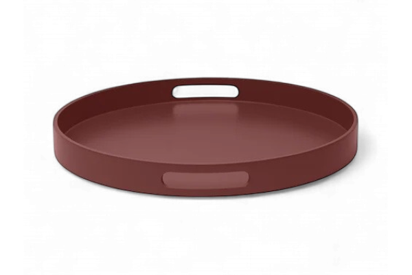 Matt Lacquer Tray ø40*4 cm w/handle RUSTY RED