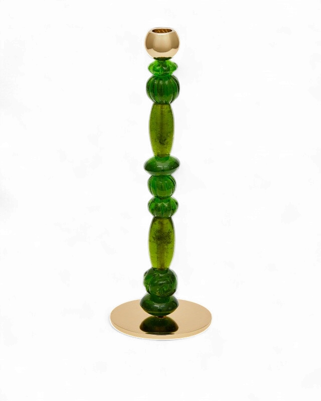 candle holder beads dark green S