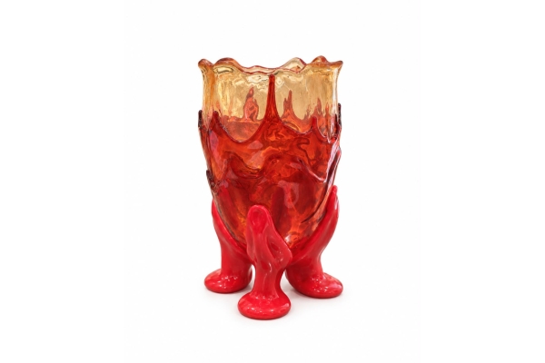 CLEAR VASE EXTC. L lgt ruby,dk ruby,mt red